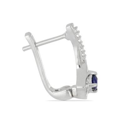 REAL BLUE SAPPHIRE GEMSTONE CLASSIC EARRINGS IN 925 STERLING SILVER